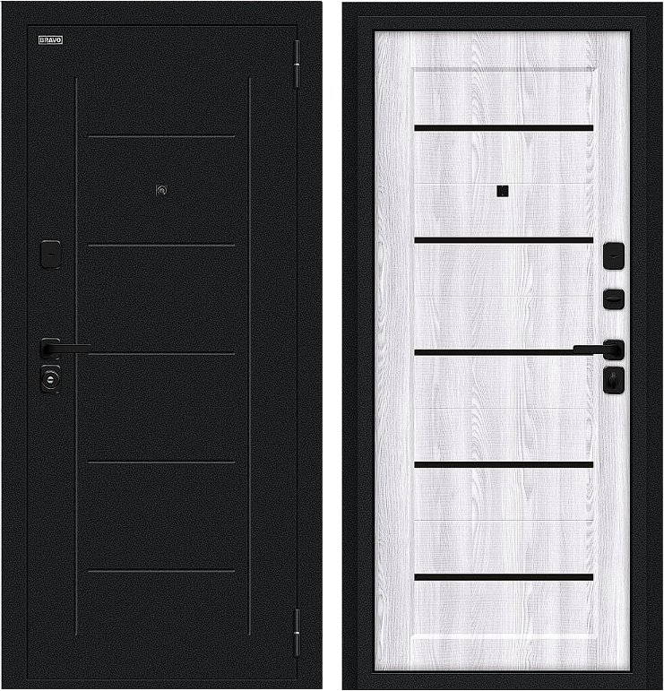 Дверь Браво Борн/SBlack Букле черное/Riviera Ice DIS007404